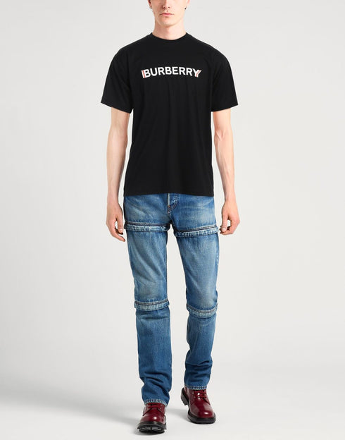 BURBERRY LOGO COTTON T-SHIRTS - BLACK